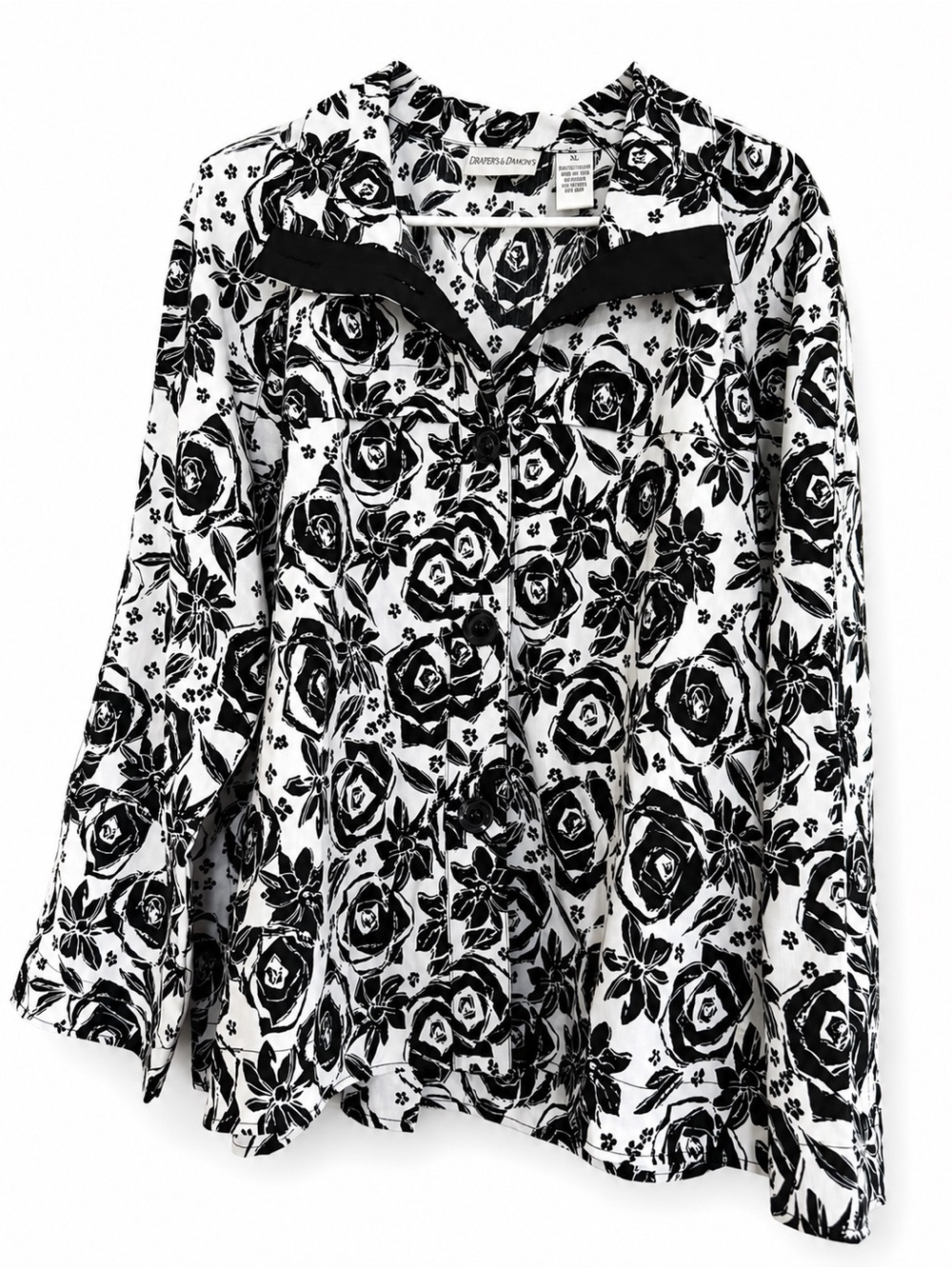 Drapers and Damons Black & White Floral Button-Down Shirt